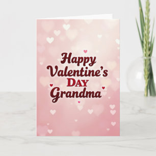 Pink Bokeh Hearts Valentine Grandma Card