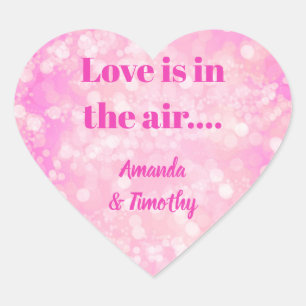 Pink Bokeh Love is in the air couple Heart Sticker