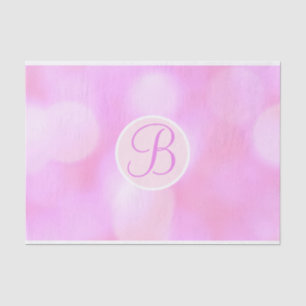 Pink Bokeh Sparkle Lights Monogram Letter Initial Tissue Paper