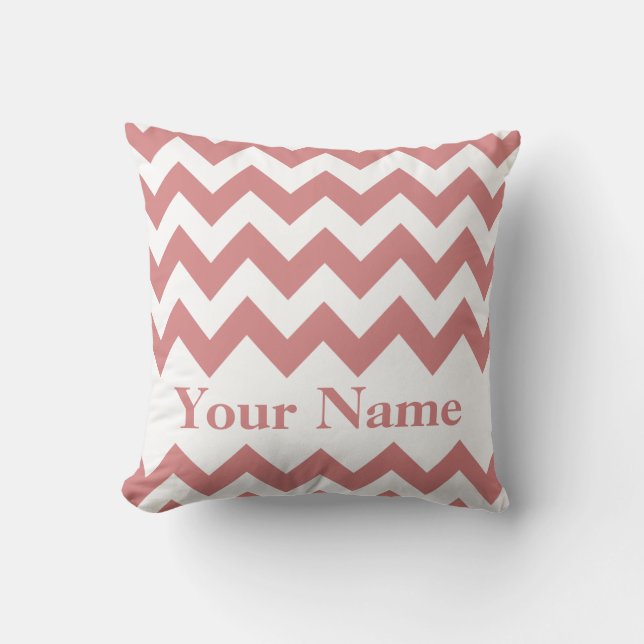 Pink Bold Chevron with monogram Cushion (Front)