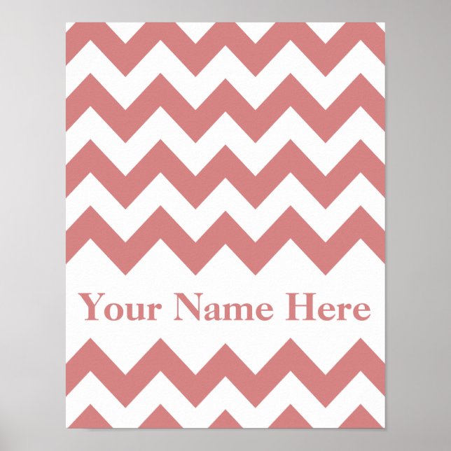 Pink Bold Chevron with name Poster (Front)
