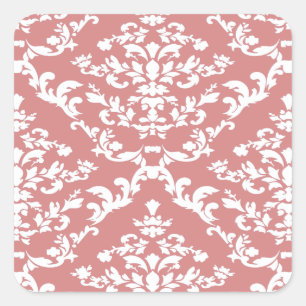 Pink Bold Damask at Emporiomoffa Square Sticker