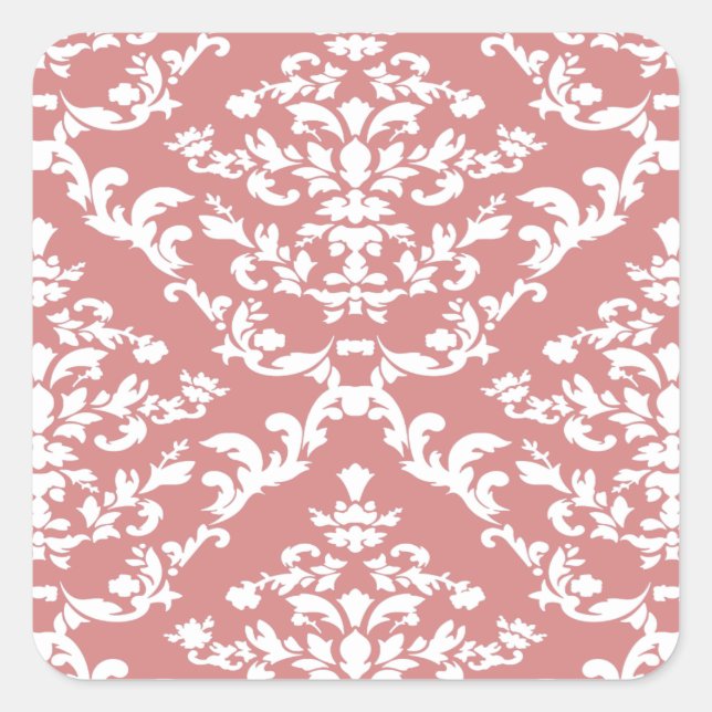 Pink Bold Damask at Emporiomoffa Square Sticker (Front)