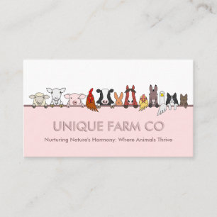 Pink Bold Farm Animals Veterinary Business Card