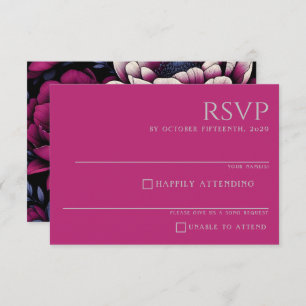 Pink Bold Floral RSVP Card