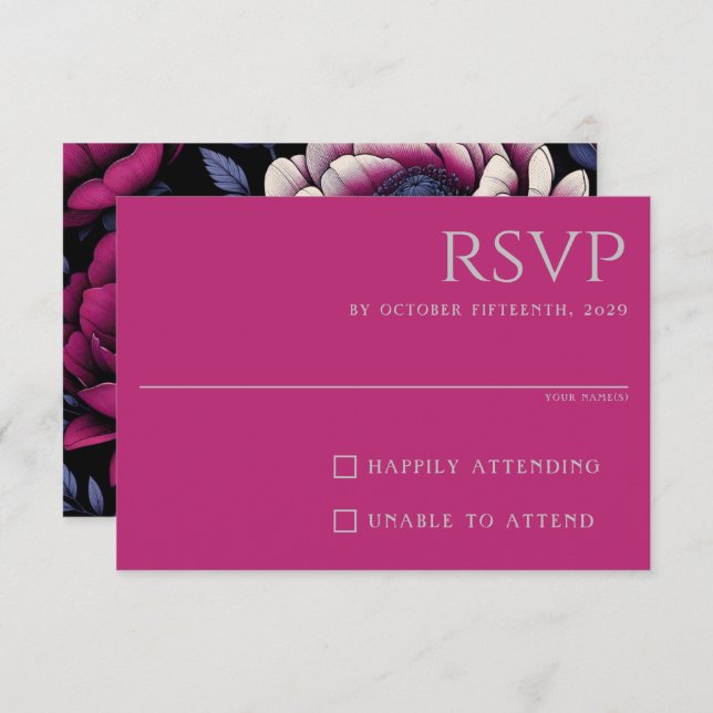 Pink Bold Floral RSVP Card (Front/Back)