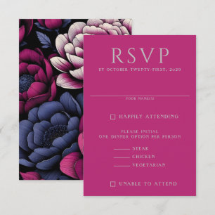 Pink Bold Floral RSVP Card