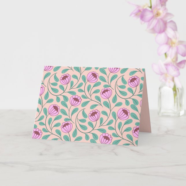 Pink bold florals card (Orchid)