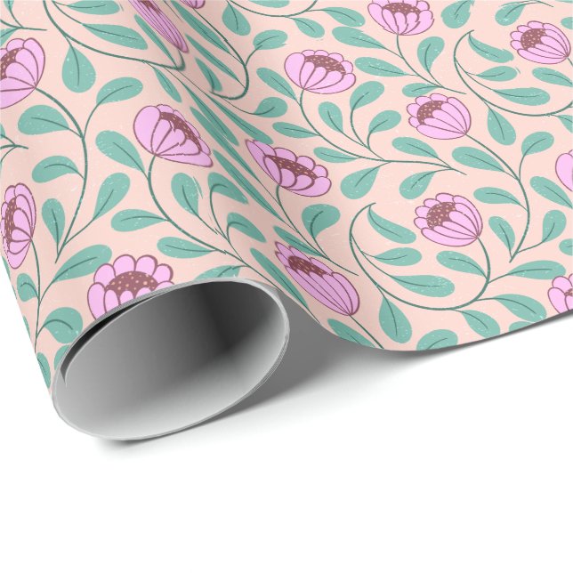 Pink bold florals wrapping paper (Roll Corner)