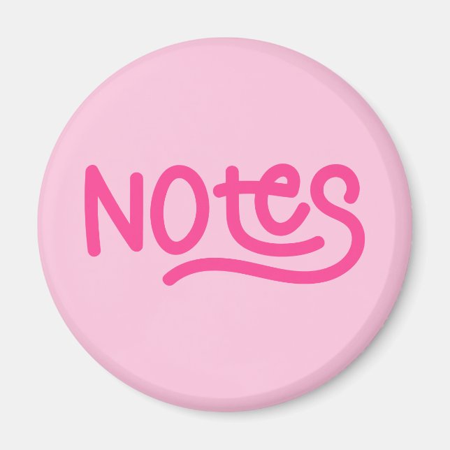 Pink Bold Handwriting Notes Typography Magnet (Front)