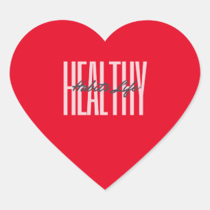 Pink Bold Healthy Habits Life Heart Sticker