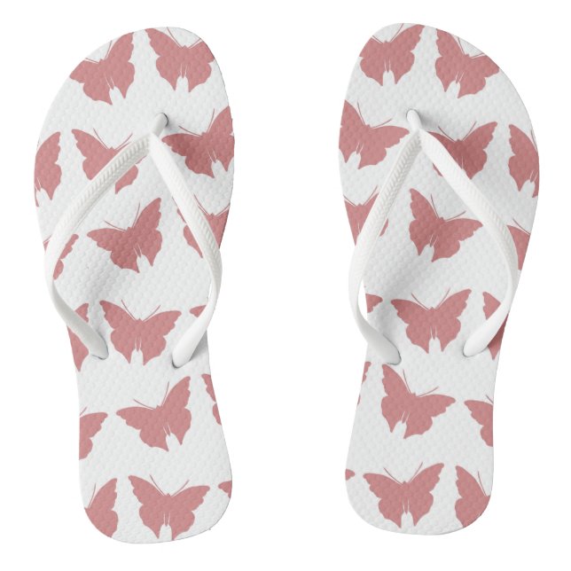 Pink Bold Mod Butterflies Flip Flops (Footbed)