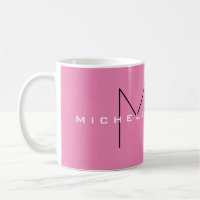Pink Bold Monogram Modern Minimalist Name Initials