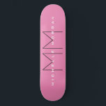 Pink Bold Monogram Modern Minimalist Name Initials Skateboard<br><div class="desc">Trendy Modern Customize Professional Simple Design. You Can Easily Edit Details on the Product.</div>