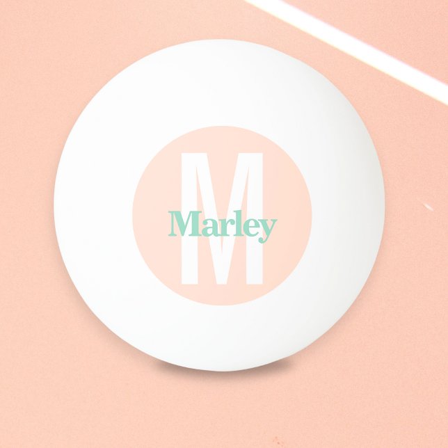 Pink Bold Monogram Name Personalised Ping Pong Ball (Creator Uploaded)