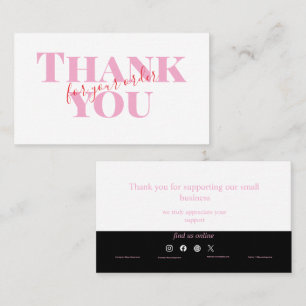 Pink Bold Thank You Card Social Media Small Busine