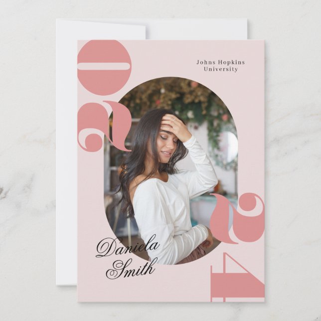 Pink Bold Typography Class of 2024 Graduation Invitation (Front)