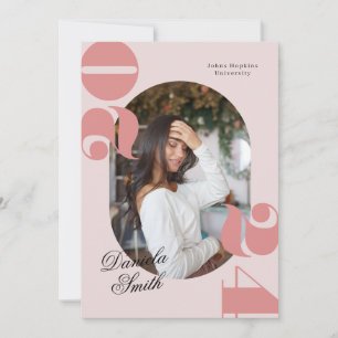 Pink Bold Typography Class of 2024 Graduation Invitation