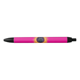 Pink Bold Watercolor Total Solar Eclipse 2026 Name Black Ink Pen