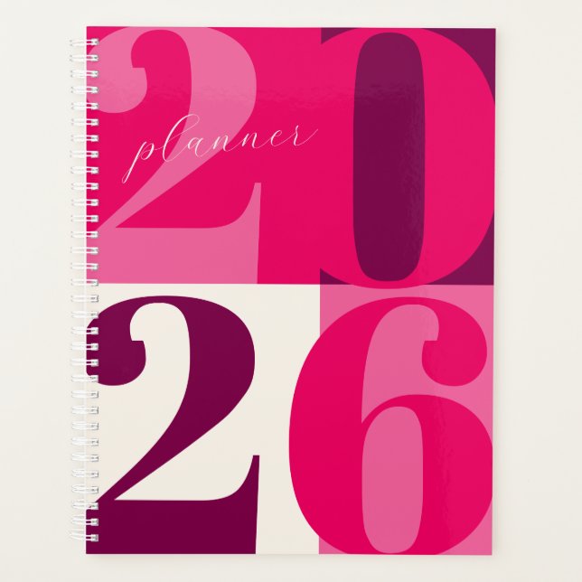 Pink Bold Year Color Block Planner (Front)