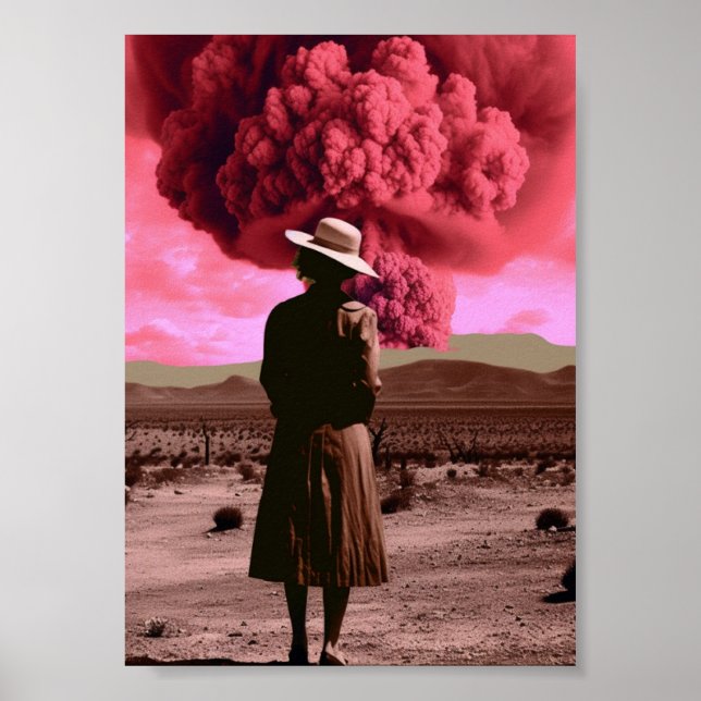 Pink bomb smoke vintage dystopia poster (Front)