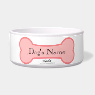 Pink Bone Personalised Dog Bowl
