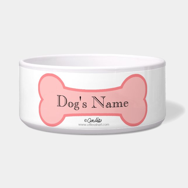 Pink Bone Personalised Dog Bowl (Front)
