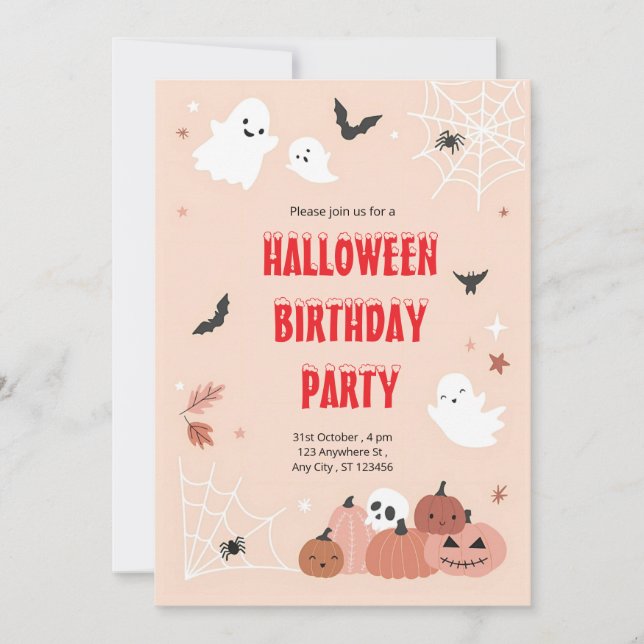 Pink Boo Bash: A Spooky-Cute Halloween Party Invitation (Front)