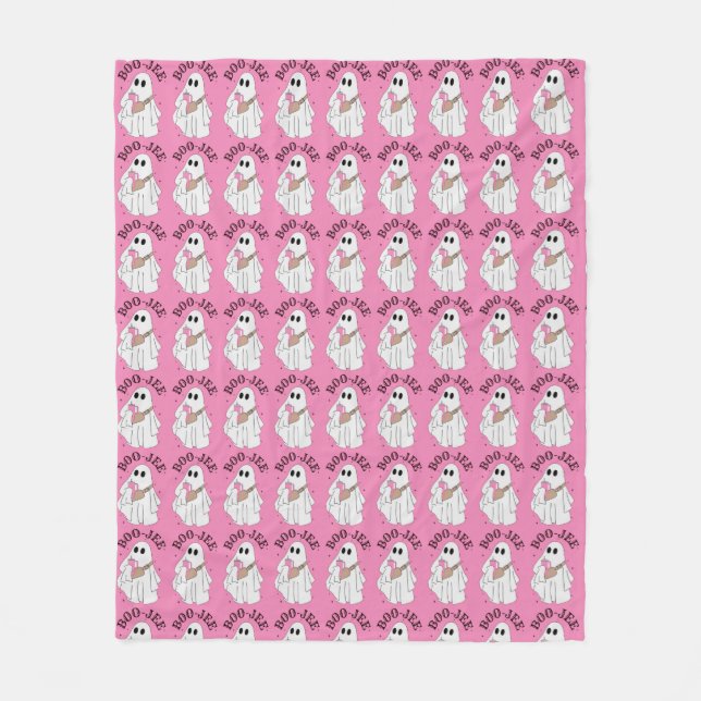 Pink Boo Jee Fleece Blanket (Front)