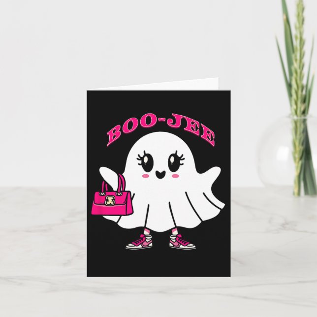 Pink Boo-jee Funny Ghost Halloween  Card (Front)