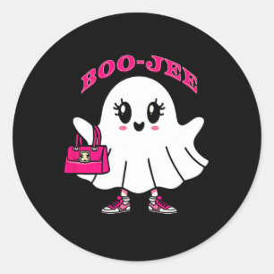 Pink Boo-jee Funny Ghost Halloween Classic Round Sticker