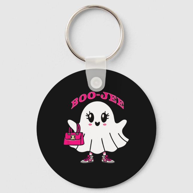 Pink Boo-jee Funny Ghost Halloween  Key Ring (Front)