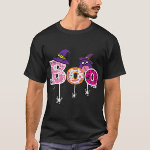 Pink Boo Spider Owl Scary Halloween Costume Women T-Shirt