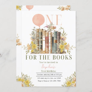 Pink Book First Birthday Invitation