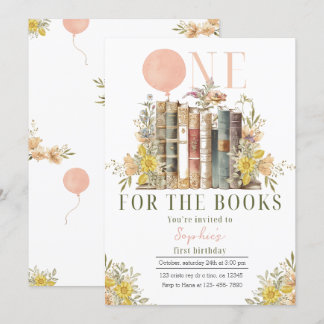 Pink Book First Birthday Invitation