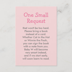 Pink Book Request Girl Baby Shower Enclosure Card