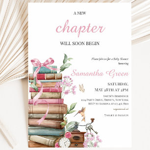 Pink Book Themed Baby Shower Invitation