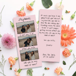Pink Bookmark Photo Strip Maid of Honour Proposal Save The Date