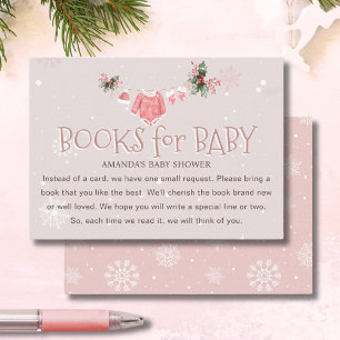 Pink Books for Baby It's Cold Outside Baby Shower Enclosure Card