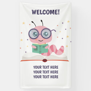 Pink Bookworm Theme Banner