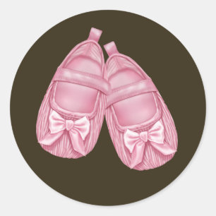 Pink Booties Baby Shower Classic Round Sticker