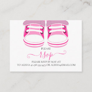 PINK BOOTIES, BABY SHOWER RSVP Enclosure Card