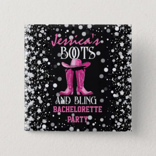 Pink Boots and Bling Bachelorette Party 15 Cm Square Badge