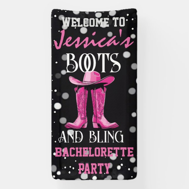 Pink Boots and Bling Bachelorette Party Banner (Vertical)