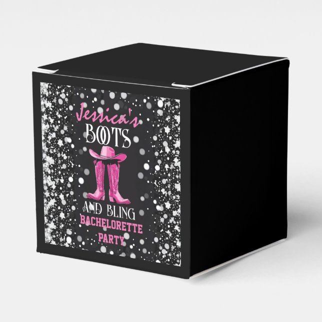 Pink Boots and Bling Bachelorette Party Favour Box (Front Side)