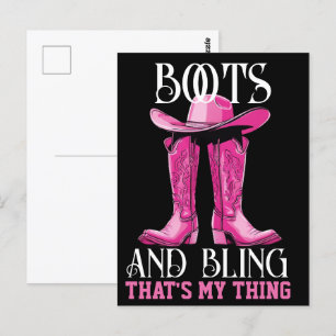 Pink Boots and Bling That's My Thing Postcard