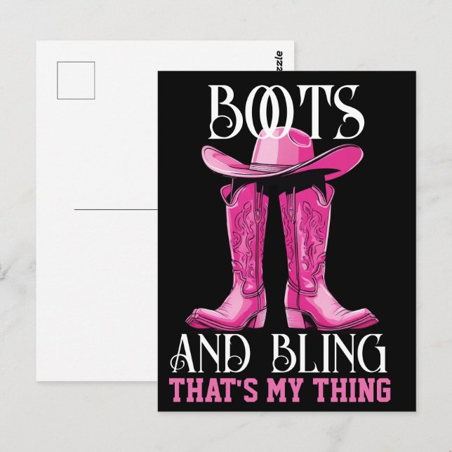 Pink Boots and Bling That's My Thing Postcard (Front/Back)
