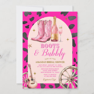 Pink Boots and Bubbly Western Bridal Shower  Invitation