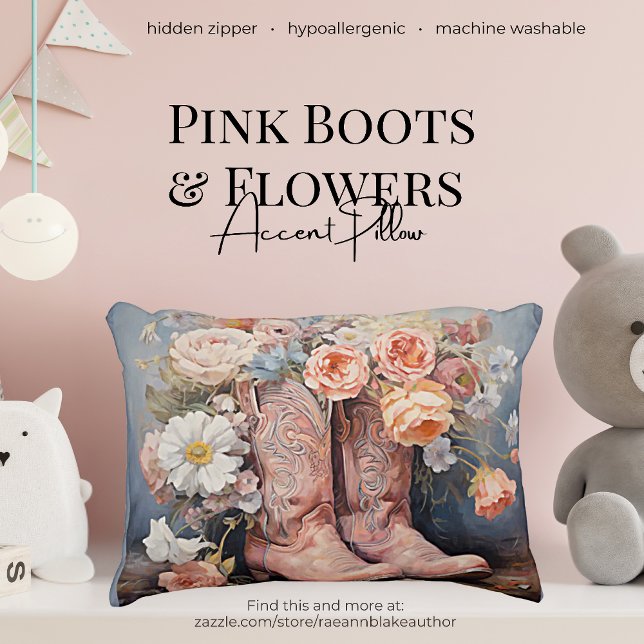 Pink Boots and Flowers Accent Pillow (Creator Uploaded)