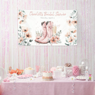 Pink Boots & Bubbly Champagne Glass Bridal Shower Banner